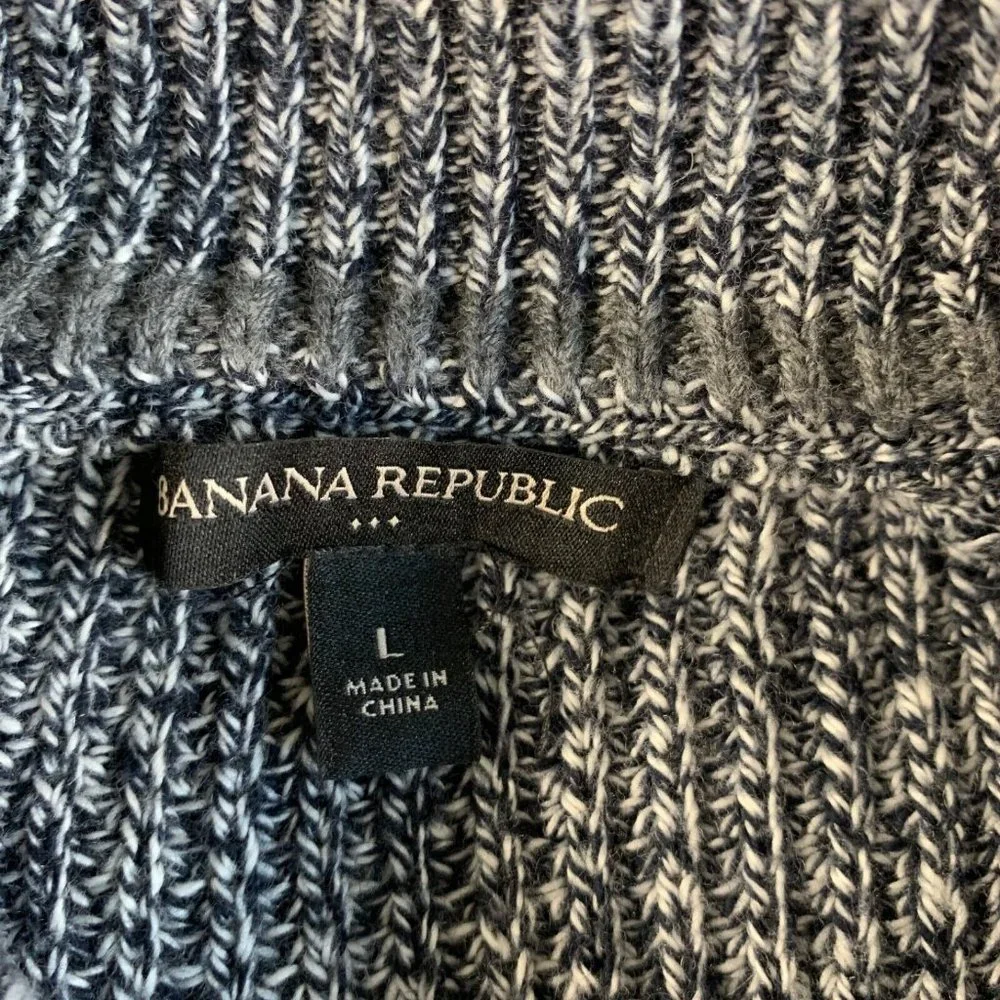 NEW Banana Republic Sweater‎ Mens Large Gray Wool Blend Chunky Knit Shawl Collar